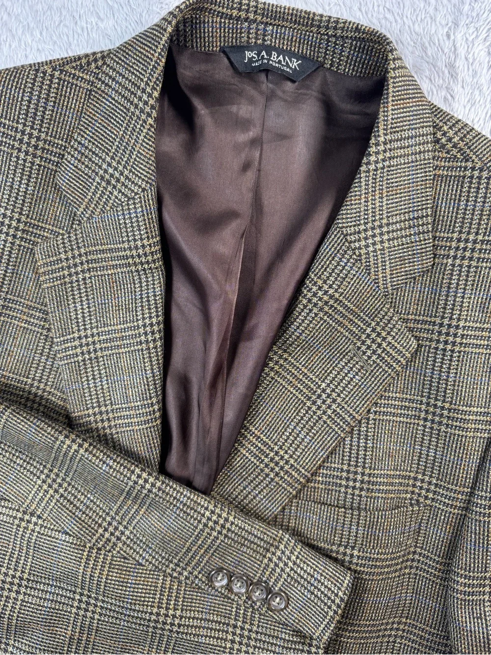 Jos A‎ Bank Silk Wool Glen Plaid Blazer 42R